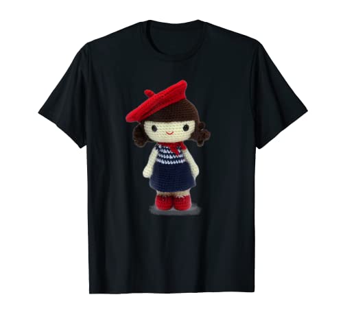 Linda niña francesa, muñeca, amigurumi, boina Camiseta
