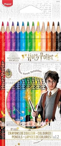 Maped - Pinturas de Madera - ColecciÃ³n Harry Potter - 12 Pinturas de Colores Decoradas con DiseÃ±o LÃºdico - Minas Resistentes - Agarre ErgonÃ³mico - FÃ¡ciles de Afilar