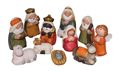 Set De 11 Figuras Belén 7.5cm, Nacimiento, Belén De Cerámica Santon Para Decoración Navideña