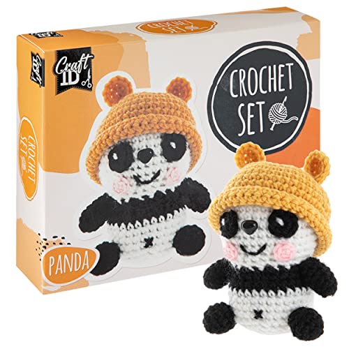 Craft ID Crochet Kit Principiantes | Kit Amigurumi | Peluches Bebé Animales Panda | Kit de Ganchillo para Principiantes | Set de Agujas Crochet para Niños y Adultos