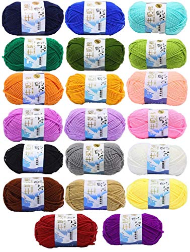 JZK 20 Multicolor 50g ovillos Lanas Super Suave algodón Leche Hilos Lana para amigurumi Tejer Crochet Ganchillo Manualidades