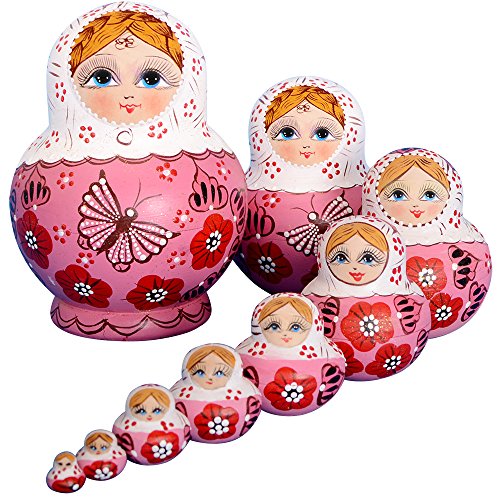 YAKELUS, Marque de poupées gigognes (matriochkas), 10pièces, poupées gigognes russes, Fabrication manuelle, tilleul boréale, cadeaux, jouets 1071